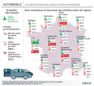 carte région comportements conducteurs