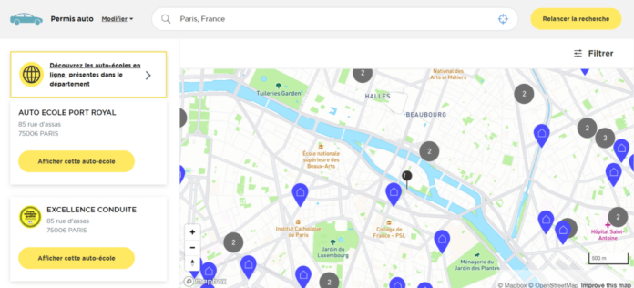 Cartographie auto-école sécurité routière