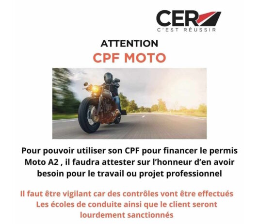 Permis moto et remorque financé avec le CPF : attention au non-respect des règles d’éligibilité Message avertissement CER permis moto avec le CPF