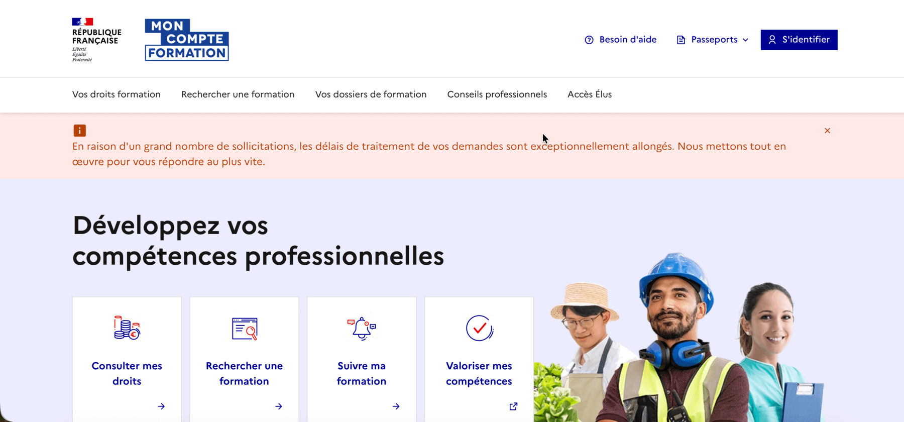 MonCompteFormation indisponible